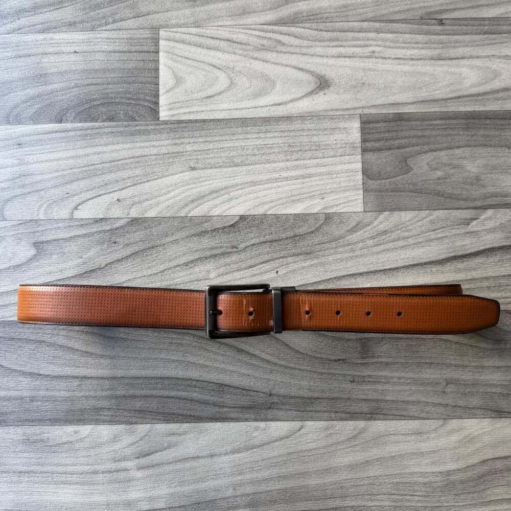 Y2K Reversible Belt Size 34-36 Brown Black Faux Leather